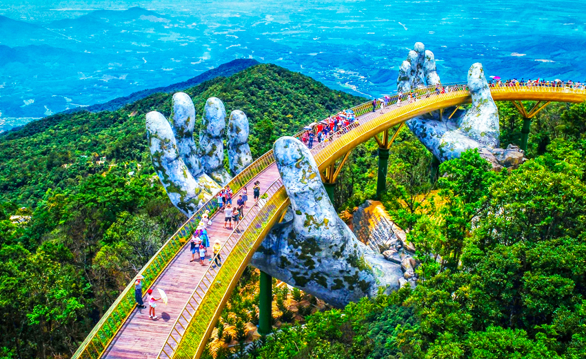 The Golden Bridge with two hands in Vietnam